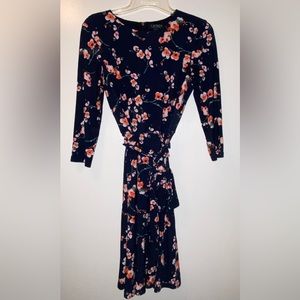 Lauren by Ralph Lauren navy dress with floral design.
